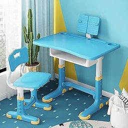 StarAndDaisy Kids Functional Desk and Chair Set, Height Adjustable Children School Study Table with, Bookholder Slot, Storage for Boys Girls.Sturdy 2 to 12 Years, Doodle Board -(Blue)-8