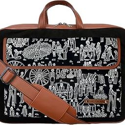 Funk For Hire Mela Printed One Pocket Cotton Canvas Unisex 15.6 inch Laptop Bag Black-image-60