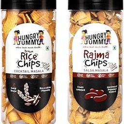 HUNGRY TUMMY Rice and Rajma Chips Combo Pack, Cocktail and Salsa Masala Flavours, Gluten-Free, 150g Each, 2 Packs-image-27
