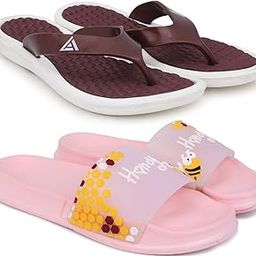 Combo Pack of 2 Slipper/Flip Flops/Slides/Clogs/Sandals for Women (V-Triangle Vs Honey)-image-30