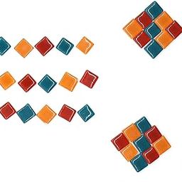 Sweven Art Mosaic Tiles, 15x15mm Square, 4mm Thick, Teal Green, Red & Orange (Pack of 200Gms)-image-74