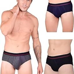 Men's Cotton Solid (Pack of 3) (Brief_Assorted-53