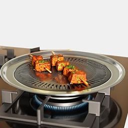 Lifelong Gas O Grill | Smokeless Indoor BBQ with Smokeless Stove for Healthy Cooking | Pan Roasting Cooking Tool, Mini Tandoor | Grilling Pan for Gas with Stove Grill Mesh (LLGSG01, Silver)-image-3
