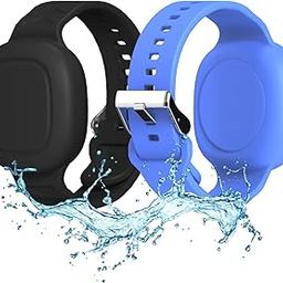 2-Pack Waterproof Bracelet for Galaxy SmartTag Kids, Soft Silicone SmartTag Wristband Holder Full Case Cover Compatible with Galaxy SmartTag, Hidden Smart Tag Case for Child/Teen/Elderly (Black+Blue)-36