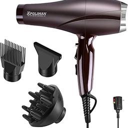 2000 Watt Hair Dryers, Xpoliman Professional Salon Hair Dryer with AC Motor, Negative Ionic Blow Dryer with Diffuser Concentrator Comb, 2 Speed 3 Heat Settings,Low Noise Long Life style-Purple-image-65