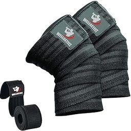 WellGetFit Knee Wraps (Pair) For Squats, Weightlifting, Powerlifting, Cross Training, Leg Press, Fitness & Gym Workouts. 72" Compression & Elastic Support Knee Straps For Men & Women (Black)-picture-30