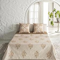 DDecor 100% Cotton 210 TC Embroidery Bed SPREAD-EBC33-BOUQUET-CARAMEL-image-62