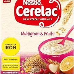 CERELAC Baby Cereal with Milk , Multigrain & Fruits , From 12 to 24 Months ,Stage 4, Source of Iron & Protein , 300g, Bag-In-Box Pack-14