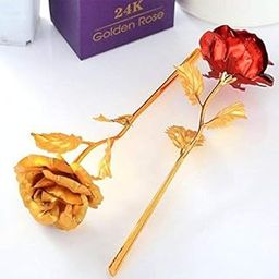 INTERNATIONAL GIFT Red Rose and Golden Rose Flower with Golden Leaf with Luxury Gift Box and Carry Bag-17
