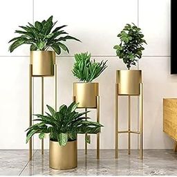⟬⟭ Handicrafts Store- Set of 3 Gold Metal Planters with Stands – Modern Decorative Indoor Plant Pots – Stylish Golden Finish for Home, Office, or Patio – Ideal for Succulents, Flowers, and Greenery.-image-44