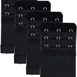 Bra Extender 3 Hooks, Rows Elastic Bra Band Hook Strap Extensions For Women, Pack Of 4 black-1