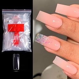 S.A.V.I 500 PCs Full Cover Transparent Long Square Shape False Nails - 10 Sizes | Durable & Reusable DIY Nail Art Tips | Easy-to-Apply Acrylic Extension Set | Salon Quality Finish for Manicure-picture-33