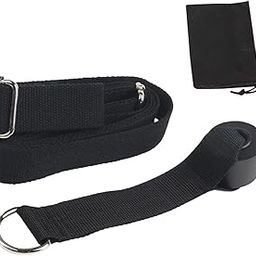 LOOM TREE® Stretching Strap Sports Leg Stretching Strap for Women Men Gymnastics Ballet Black | 1 Door Anchor 1 Resistance Band 1 Storage Pouch | Material ~ Cotton | Color ~ Black-image-79