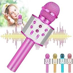 Gen Zee Toys Kids Advance Handheld Wireless Singing Mike Multi-Function Bluetooth Karaoke Mic with Microphone Speaker for All Smart Phones (Rose Gold) (Pink)-image-122