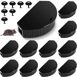 12 Pcs Mouse Station with Keys, Mice Bait Stations Waterproof Indoor Outdoor Mice Traps Bait Boxes,Keeps Children and Pets Safe, Bait Not Included, Suitable for Small Mice (Black)-13