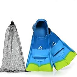 Long Floating Fins - Silicone Swimming Fins for Freestyle and Backstroke Training, Diving - Medium, Blue Flippers-image-71