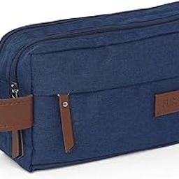 Travel Toiletry Kits Essentials Bag with 2 Compartments for Men & Women Shaving Kit Organiser Make Up and Gadget Pouch (Navy)-image-68