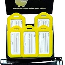 Kidultz Luggage Tags with Premium Strap for Travel suitcases, School Bags, etc..for Easily Identification of Bags(Pack of 5) (Yellow)-image-94