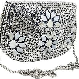 Silver Metal Beads Ethnic purse Bridal Bag party clutch Metal clutches Sling Bag-image-10