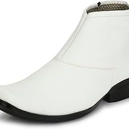 Chelsea-X ™ Fashionable White Leather Zipper High Ankle Length Casual Long Chelsea Boots for Men (IM8200)-image-90