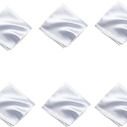 Satin Pocket Square for Men, Wedding Handkerchief for Suits, Blazers & Tuxedo, Men's Pocket Square Combo (Pack of 6) (White)-image-63
