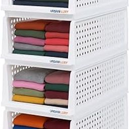URBAN LUXY Big Size 4 Pieces Wardrobe Organizer for Storage/Polypropylene Foldable & Stackable Closet Basket/Cupboard Organizer for Clothes/Space Saver/Cloth Stacker/Stackable Closet Organizer-8