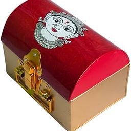 Kottanz Lakshmi Trunk Box | Red Metal Gift Box | 7x5x5 Inches | Handcrafted Pooja Storage Trunk for Return Gifts | Wedding Hampers & Diwali Gifting-image-98