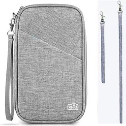 Travel Passport Wallet, Flight ID Holder with Zipper Closure for Men and Women Travel Essentials Accessories Organizer Purse Wallet (Grey)-image-75