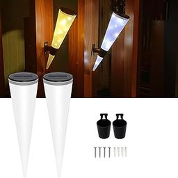 UDropMore Cone Shape Solar Wall Lamp 20 LEDs (Pack of 2) with 7 Light Modes | 600 mAh Inbuilt Rechargeable Battery | IP65 Water/Weather Proof for Garden, Yard, Pathway, Outdoor Decor Christmas, Patio-30