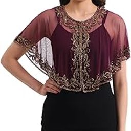 Women's Net Hand Bead Embroidery Designer Short Cape Shurgs C-16-picture-32