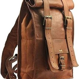 Vintage Handmade Leather Roll on Brown Trendy Backpack Bag for Man and Woman (Sandy Brown)-image-54