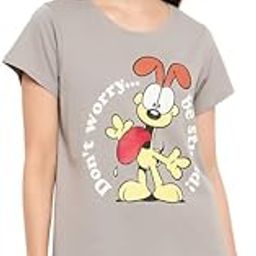 Women's Cotton Printed Sleep Top- Grey - Grey-image-114