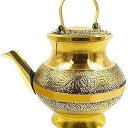 Impressive Art Collections Brass Kamandal | Gangajali | Kalash | Lota | With Lid for Gangajal | Holy Water Pot For Temple & Home and All Poojas, Rituals, Gangajali toti Ceremonies (No10)2.5 Inch-image-2
