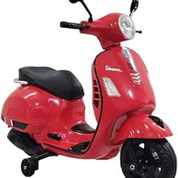 SHAKYA WORLD Vespa 12v Battery Operated Rechargeable Ride-On Scooter for Girls and Boys || 1 to 6 Years Kids Scooty (Red & Black Color)-image-4