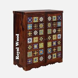 Royal Wood Sheesham Wood Handicrafts Bar Cabinet Storage Furniture for Living Room Hall Home Use-image-12