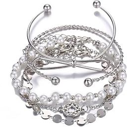 Latest Stylish Multilayer Silver Plated Bangle Bracelet for Women and Girls (rr12800b)(Set of 5)-4