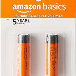 Amazon Basics AA Rechargeable Batteries | 2500 mAh with 1.2 V Power| Ni-MH Batteries | Ultra High Power | for Mid to High Drain Devices (Pack of 2)-65