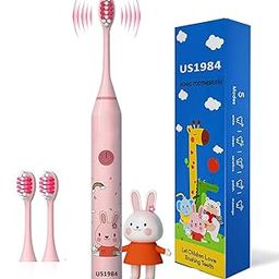 US1984 Sonic Electric Toothbrush for Adults with 5 Modes, 3 Brush Heads & Rechargeable, Last up to 30 Days, Ultra Soft Nylon Bristles, IPX7 Waterproof, Kids Power Toothbrush (Pink)-image-46