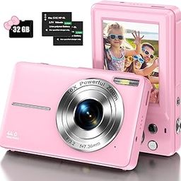 IWEUKJLO Digital Camera, Kids Camera with 32GB Card, FHD 1080P, 44MP, Vlogging, 16X Zoom, Pink-10
