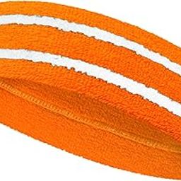 Couver HB799 Long Thick Wider Basketball Headband Terry Cloth with 2 Stripes, 1 Piece, Orange/White-image-3