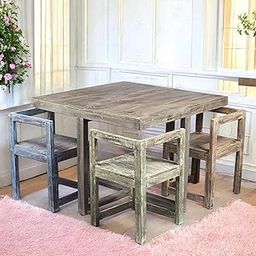 Ikiriya Kingston Sheesham Wood 4 Seater Dining Table Set in Multi-Colour Rustic Matte Finish (1 Yr. Warranty)-11