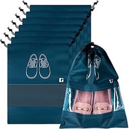 Pack of 6 Shoe Bags | Shoe Bags for Travel | Non-Woven Shoe Storage Bags | Storage Organizers Set | Shoe Cover with Transparent Window | Shoe Dori Cover | Navy Blue-image-33