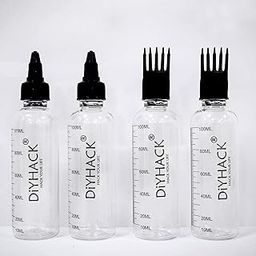 Plastic Scalp Hair Root Applicator With Comb Cap 100Ml -Pack Of 4, Multicolor-99