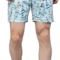 Men Sea Green Conversational Print Polyester Regular Swim Shorts-image-42
