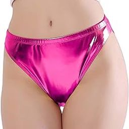 Women's Shiny Metallic Faux Leather Underwear Briefs High Cut Ballet Panty Low Rise Bikini for daily use-picture-52