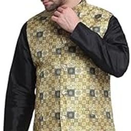 Men's Silk Blend Ajarkh Printed Nehru Jacket-image-8