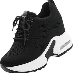 Women Sneakers Wedge Shoes for Autumn Walking Ladies Girls 37 black | Athletic|1 Pair Of Casual Shoes-image-1