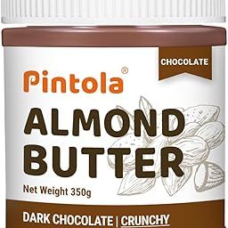Pintola Almond Butter Dark Chocolate Crunchy 350g, | High Fiber | Crispy | Gluten & Cholesterol Free | 14g Protein | Made with dark chocolate & fresh almonds-image-45