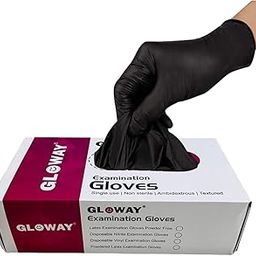Gloway Powder Free Nitrile Gloves, Food Grade | Durable, Comfortable Fit | Ideal for Food Handling, Medical, and Household Use | Latex-Free, Non-Sterile, Disposable Gloves - Black-Pack of 80(Medium)-26