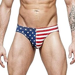 Men's USA Flag Stars Bikini Swimsuit By Gary Majdell Sport Navy/Red Stripes Small-image-28